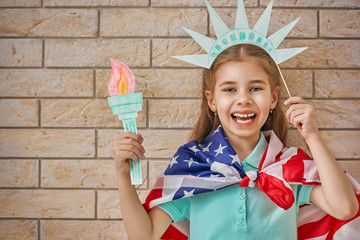 girl with American flag