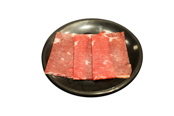 beef slice for shabu on white background