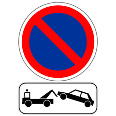 Panneau routier en France : station interdit avec mise en fourri&egrave;re