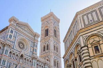 Fototapeta premium Cathedral (Duomo), Bell Tower (Campanile) and Baptistery (Battistero) - Florence, Tuscany, Italy