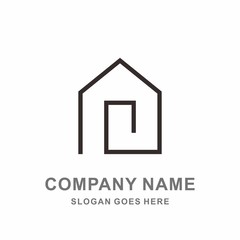 Simple Building House Shape Architecture Interior Construction Real Estate Business Company Stock Vector Logo Design Template 