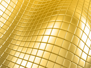 Abstract gold colored steel background with reflection 3d illustration