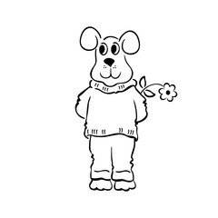 Sketchy doodle Dog Vector Illustration. outlined cartoon drawing sketch illustration vector.