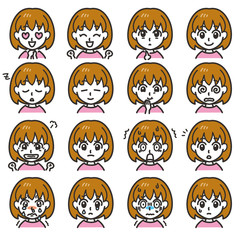 女の子のキャラクター　表情01