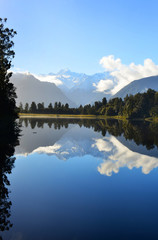 Reflection of Lake Matheson in New Zealand