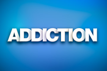 Addiction Theme Word Art on Colorful Background