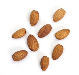 dried almond on the white backgound