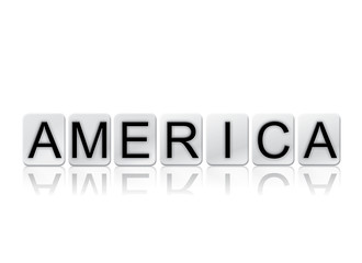 America Concept Tiled Word Isolated on White