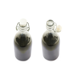 Glass bottle filled with liquor