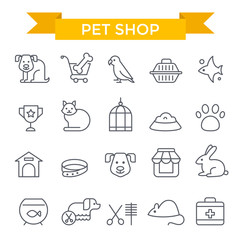 Circus show icons, thin line, flat design