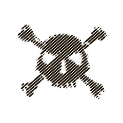 Halftone skull, line, Wave. Design element. Invitation, party. Billboard, flyer. Icon.