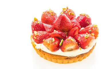 Sweet dessert with strawberry on top of tart