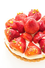 Sweet dessert with strawberry on top of tart