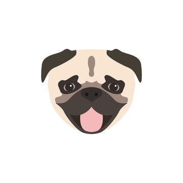 Pug Dog Icon Isolated On White Background. Animal Vector Illustration.