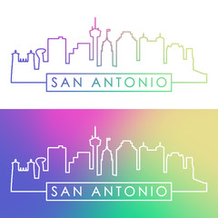 San Antonio skyline. Colorful linear style.