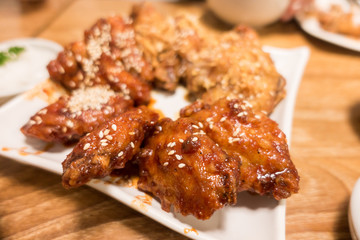 Korean style spicy sauce deep fried chicken