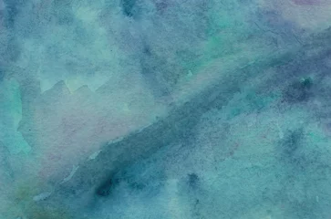 Fotobehang Abstract turquoise watercolor background. © meteoritka