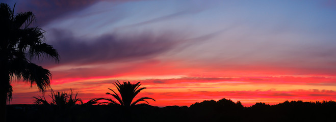 Summer sunset in Arenal d'en Castell, Menorca, Spain