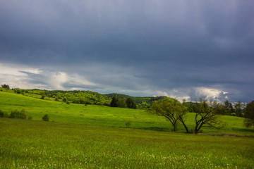 Dramatic rural landscape before storm in Czech republic