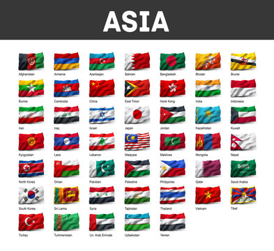 Set of Asia flags