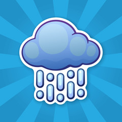 Sticker cloud with rain