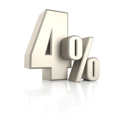 4 Percent isolated on White Background. 3d Render