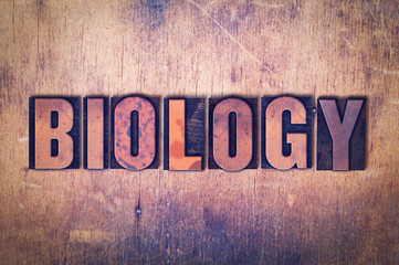 Biology Theme Letterpress Word on Wood Background