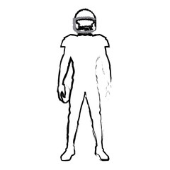 american footbal player quarterback helmet sketch vector illustration