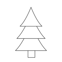 tree pine natural environment ecological line vector illustration