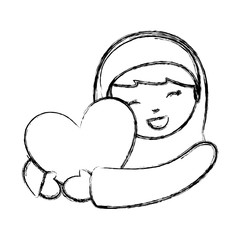 holy mary virgin with heart character vector illustration design