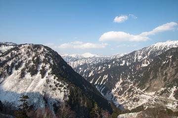 Tateyama Kurobe Alpine Route the snow mountains wall