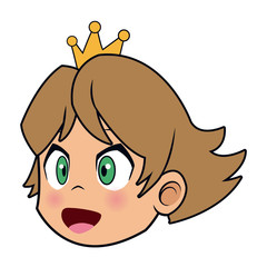 cartoon face princess crown character beauty vector illustration