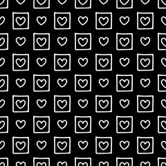 Seamless vector pattern. Black and white geometrical background with hand drawn decorative tribal elements. Print with ethnic, folk, traditional motifs. Graphic vector illustration.