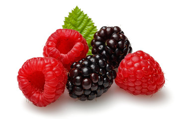 Red raspberries and blackberries