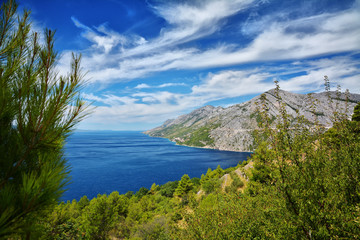 Fototapeta na wymiar Coast of Dalmatia seen from Jadranska Magistrala - Croatia