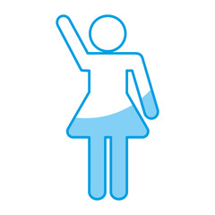 pictogram woman with hand up icon over white background. vector illustration