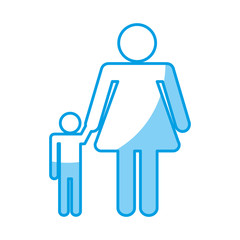 pictogram woman with her son icon over white background. vector illustration