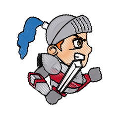 knight character with armor sword shield vector illustration