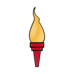 cartoon medieval torch flame light vector illustration