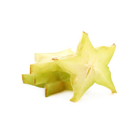 Fototapeta premium Pile of sliced carambola fruits isolated
