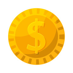 Gold coin vector illustration in cartoon style.