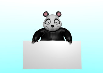 Urso Panda Segurando Cartaz