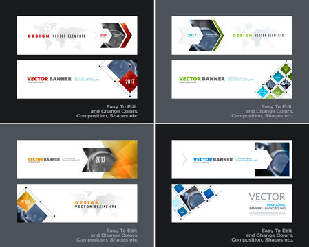 Abstract vector set of modern horizontal website banners with co