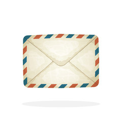 Vector illustration in cartoon style. Closed vintage mail envelope from old paper. Not read incoming message. Decoration for greeting cards, prints for clothes, posters