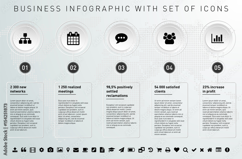 Poster modern design template for infographics with frames and icons