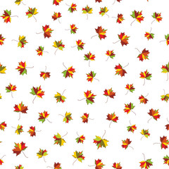 Autumn maple colorful leave. Welcome to school vector Seamless pattern for cushion, pillow, bandanna, kerchief, shawl fabric print. Texture for clothes and bedclothes.