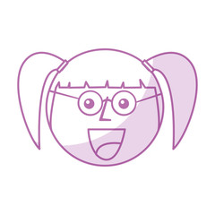 young girl head avatar character vector illustration design