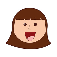 young girl head avatar character vector illustration design