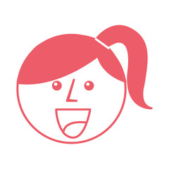 young girl head avatar character vector illustration design