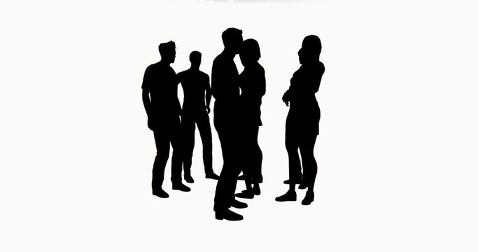 4k Business people silhouette talking.